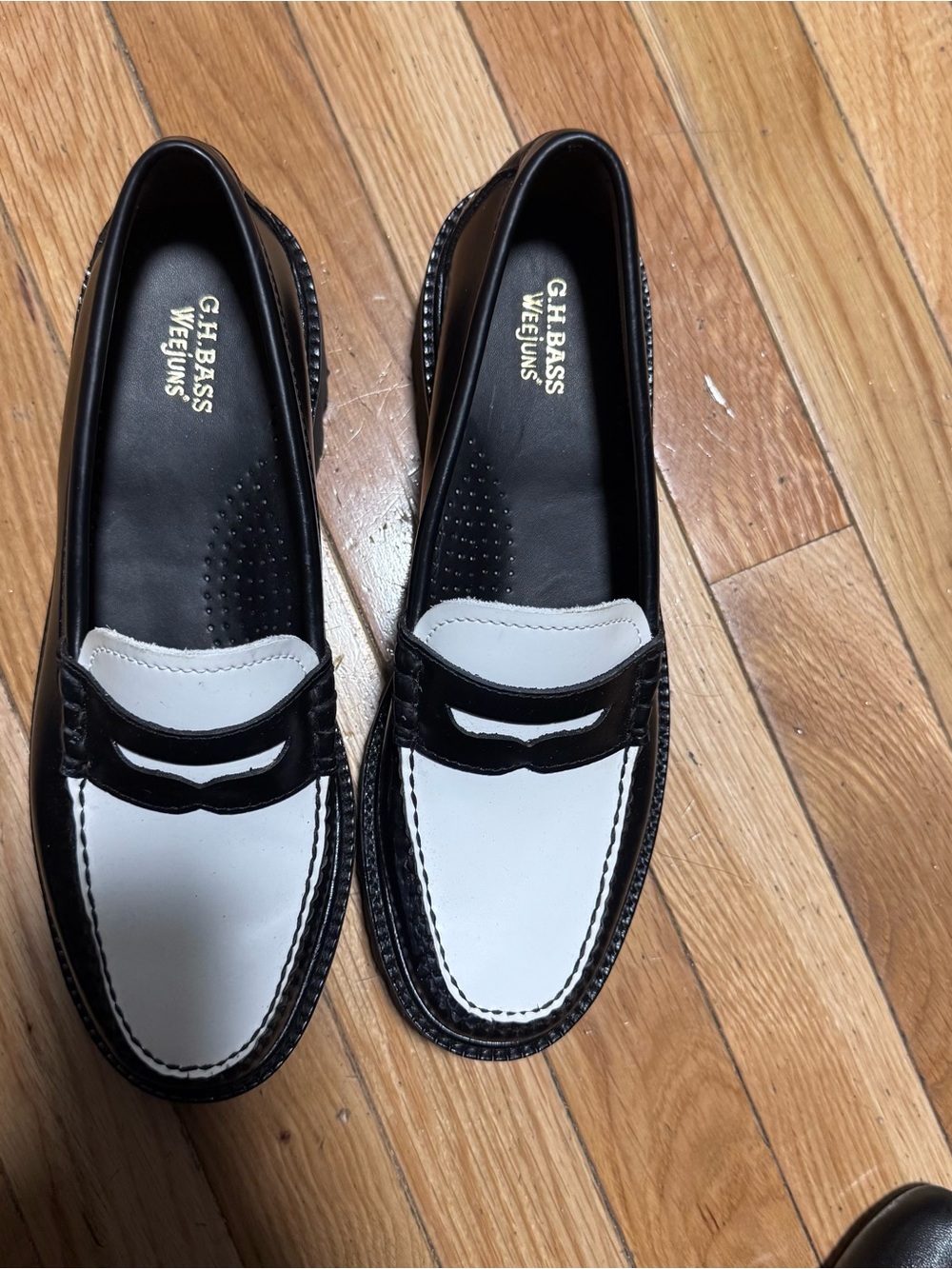 Weejuns Black & White Classic Penny Loafers -
